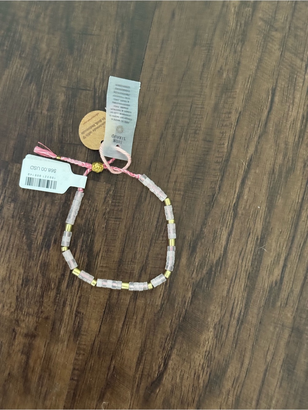 Free People Pink Beaded Bracelet with Gold Accents
